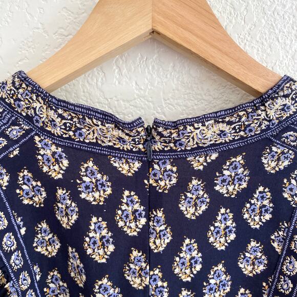 La Vie Rebecca Taylor Indienne Cotton Midi Dress Boho Floral Block Print Small - Picture 7 of 12